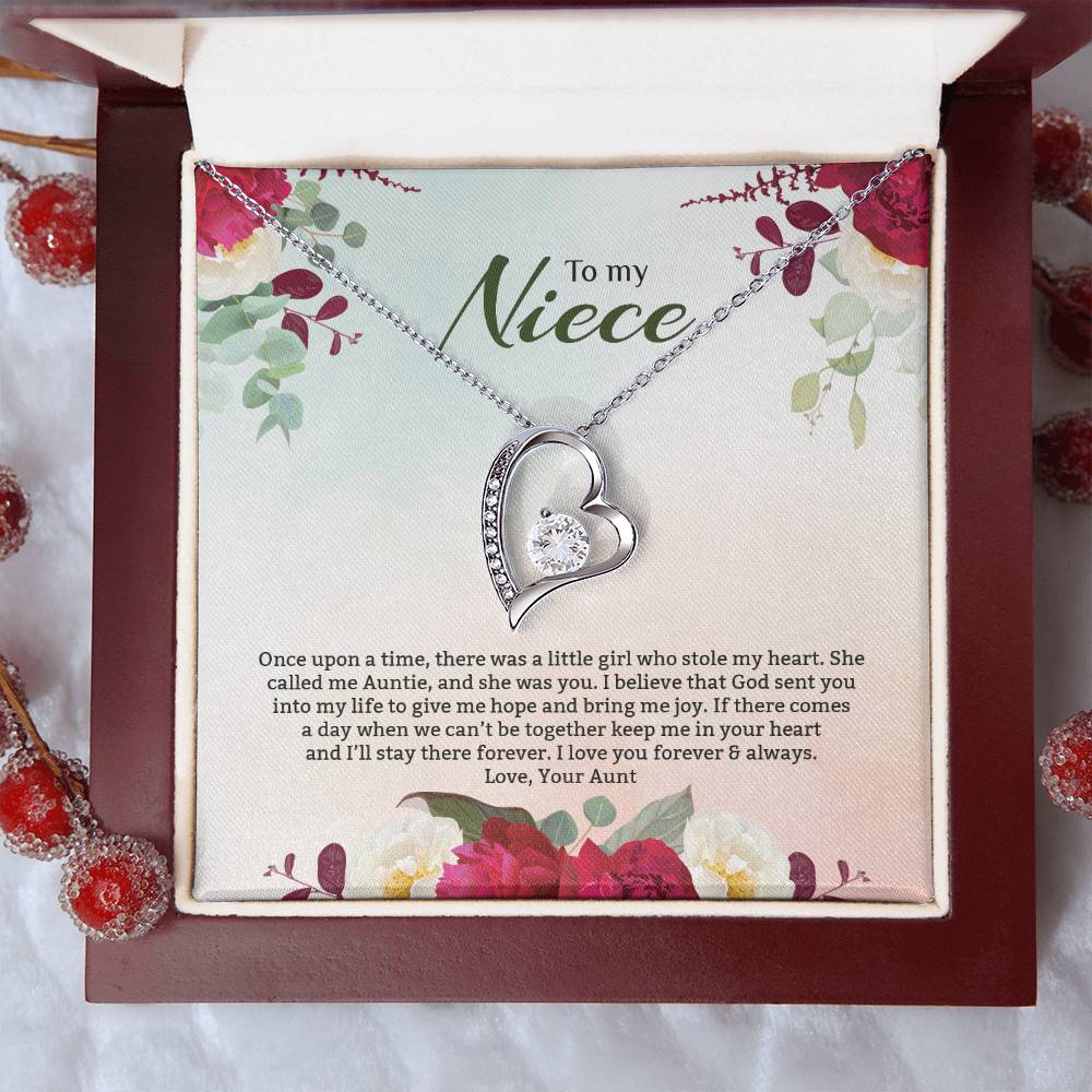 Forever Love Necklace For Niece - Red Flowers