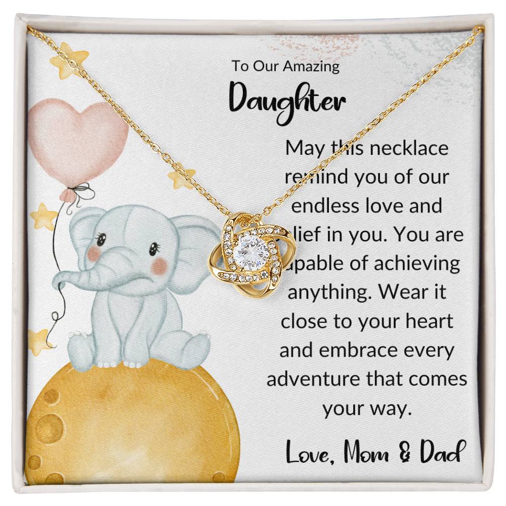 Love Knot Necklace For Amazing Daughter - From Mom & Dad - Different Moon