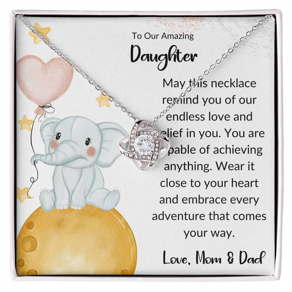 Love Knot Necklace For Amazing Daughter - From Mom & Dad - Different Moon