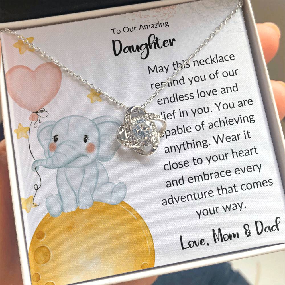 Love Knot Necklace For Amazing Daughter - From Mom & Dad - Different Moon
