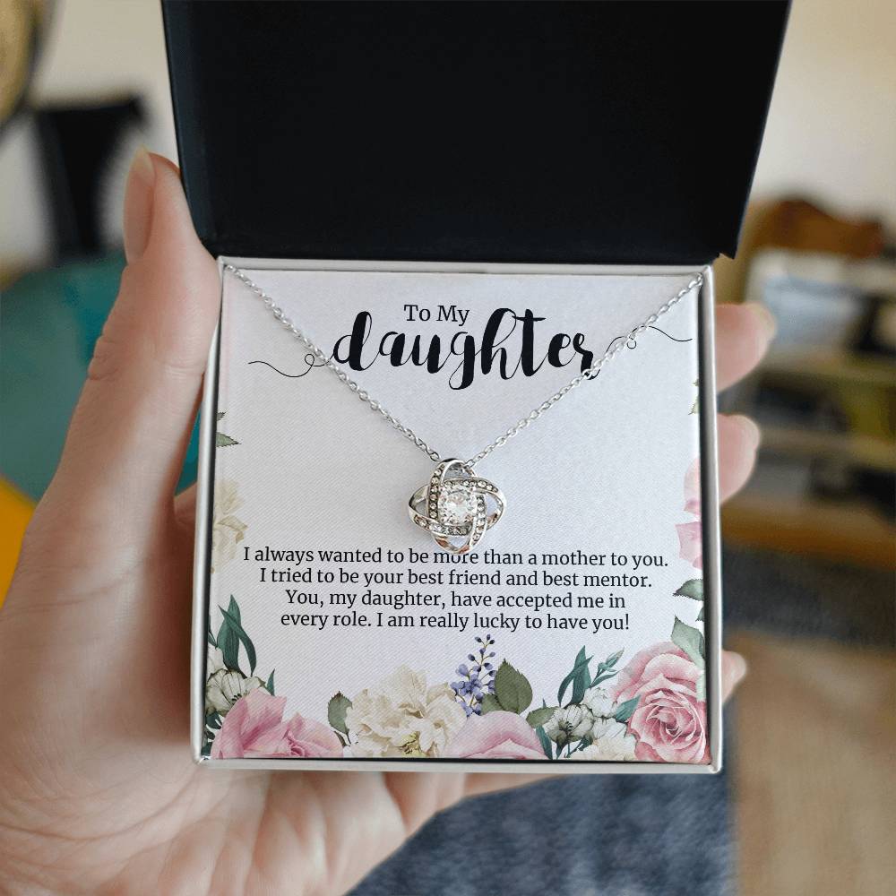 Love Knot Necklace For Daughter - Flowers On White
