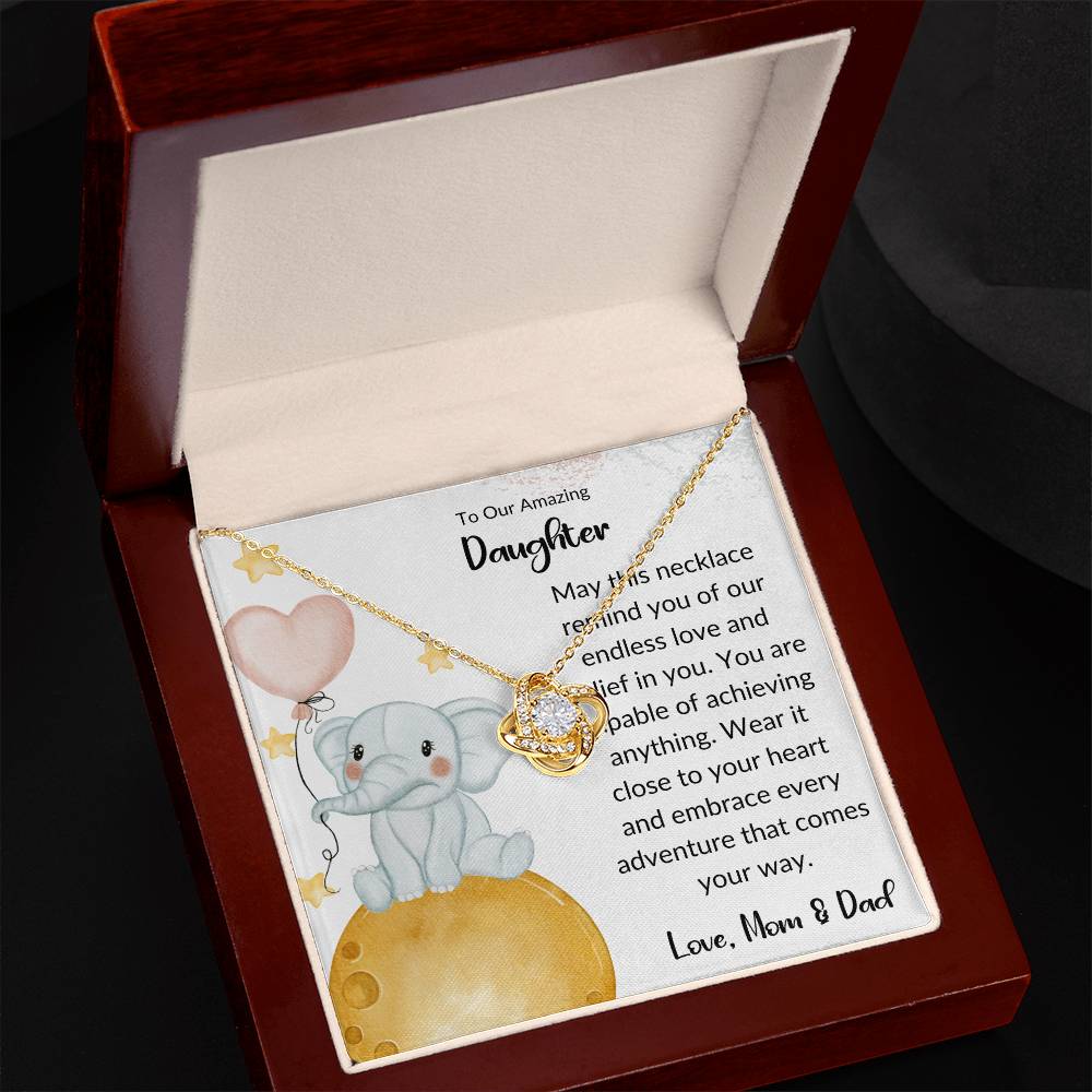 Love Knot Necklace For Amazing Daughter - From Mom & Dad - Different Moon