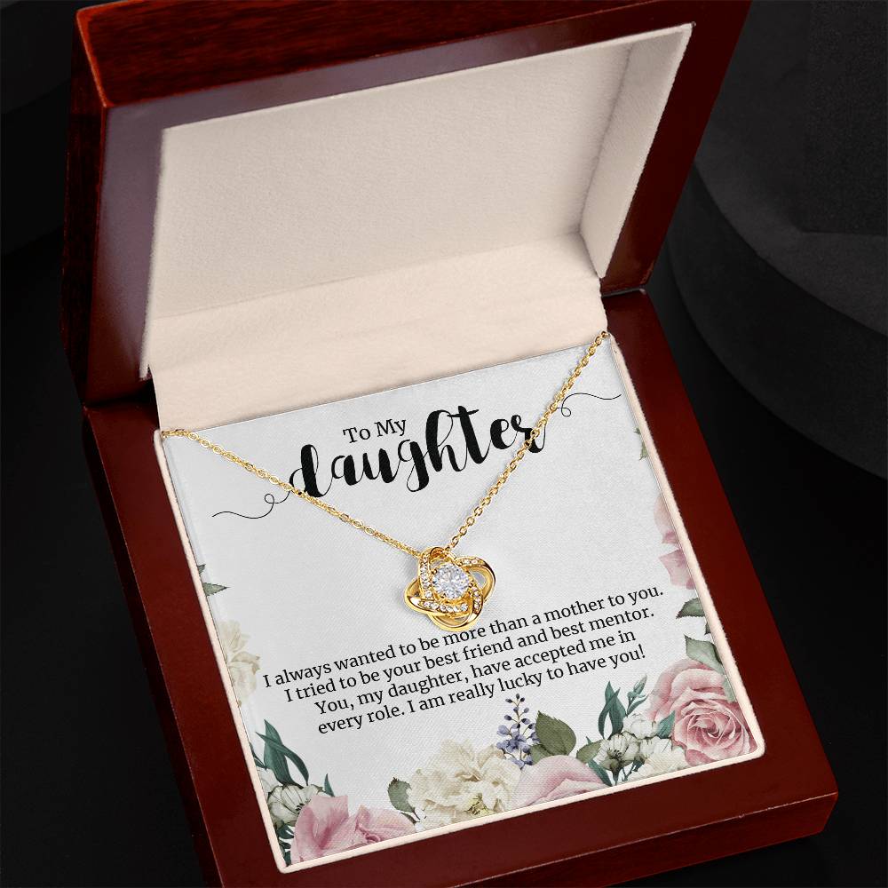 Love Knot Necklace For Daughter - Flowers On White