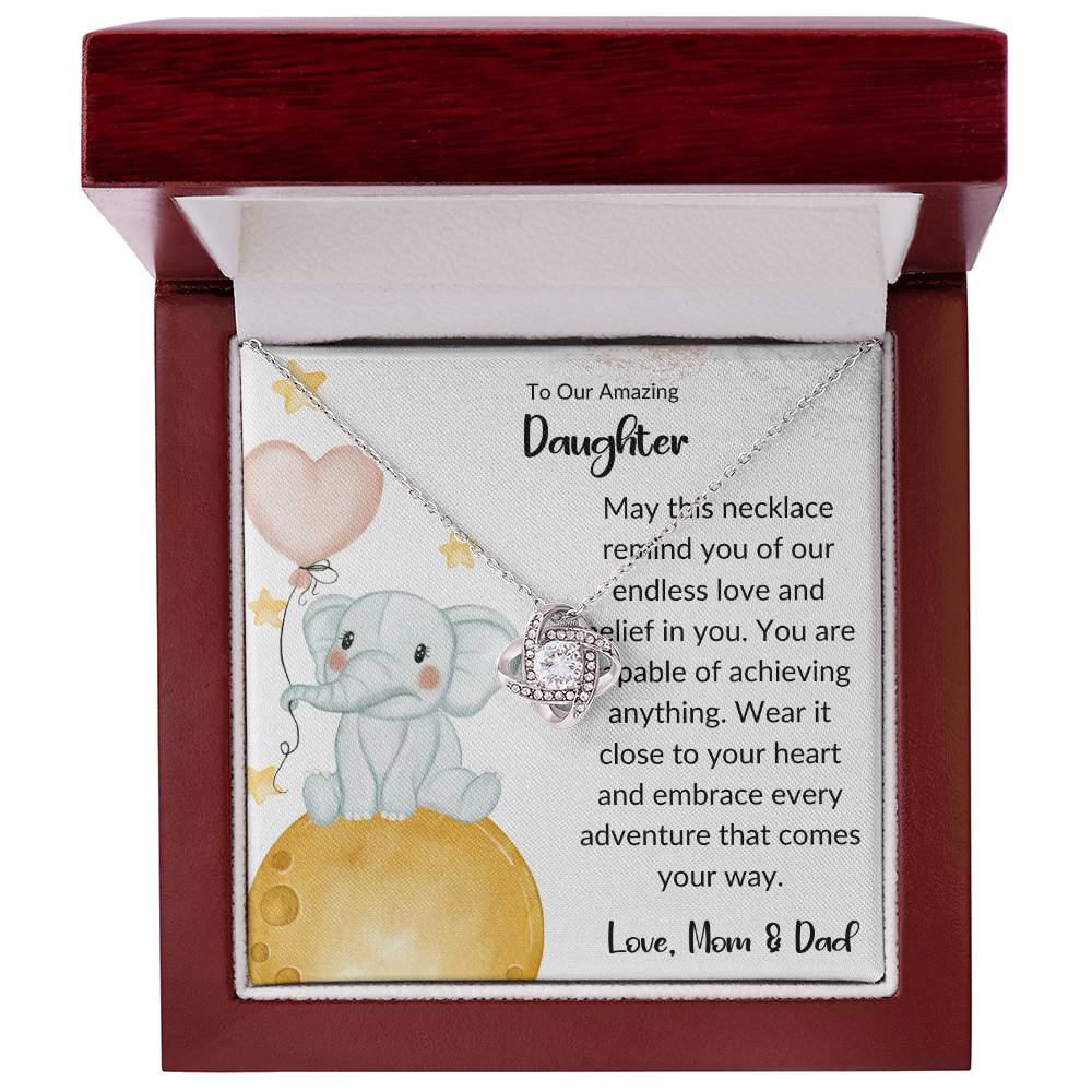 Love Knot Necklace For Amazing Daughter - From Mom & Dad - Different Moon