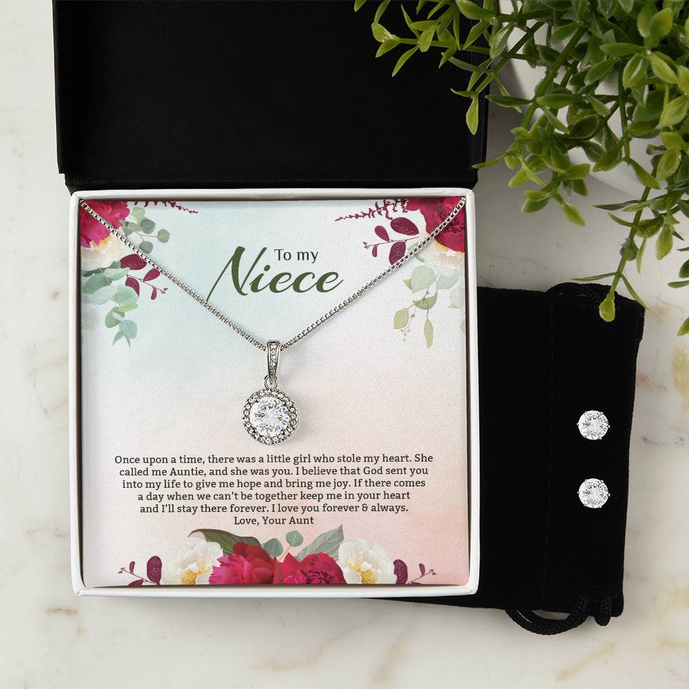 Eternal Hope Necklace & Earring Set For Niece - Red Flowers
