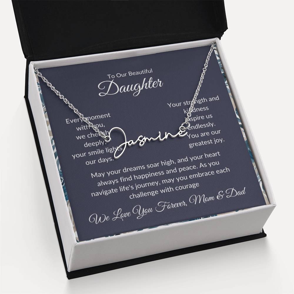 Signature Name Necklace For Daughter - Personalized - Black