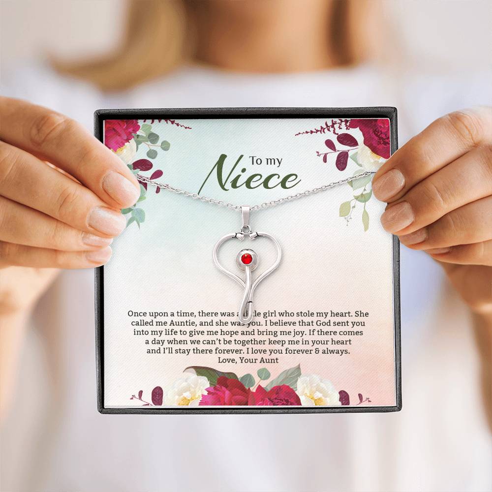 Stethoscope Necklace For Niece - Red Flowers