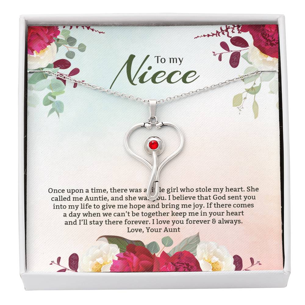 Stethoscope Necklace For Niece - Red Flowers