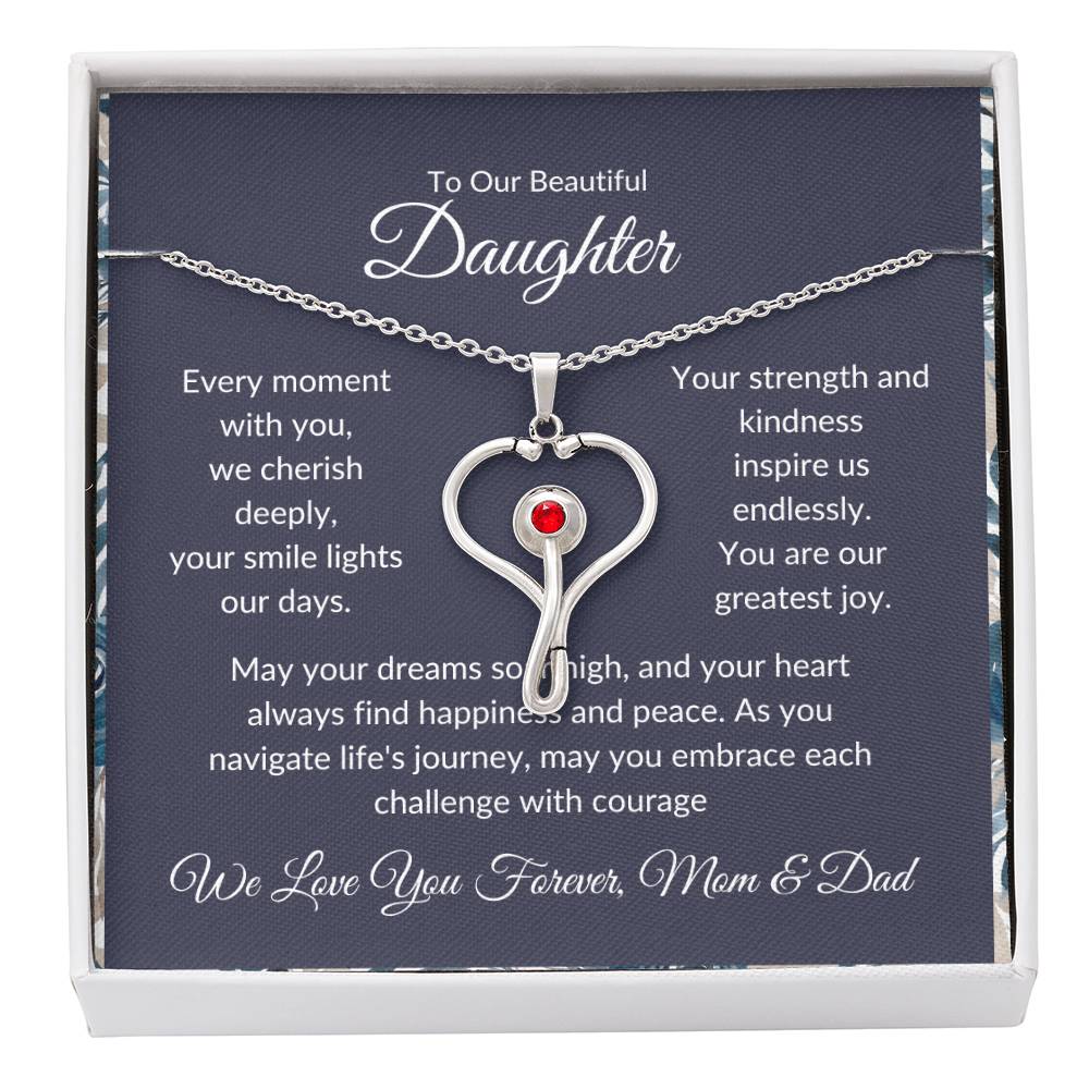 Stethoscope Necklace For Daughter - Black