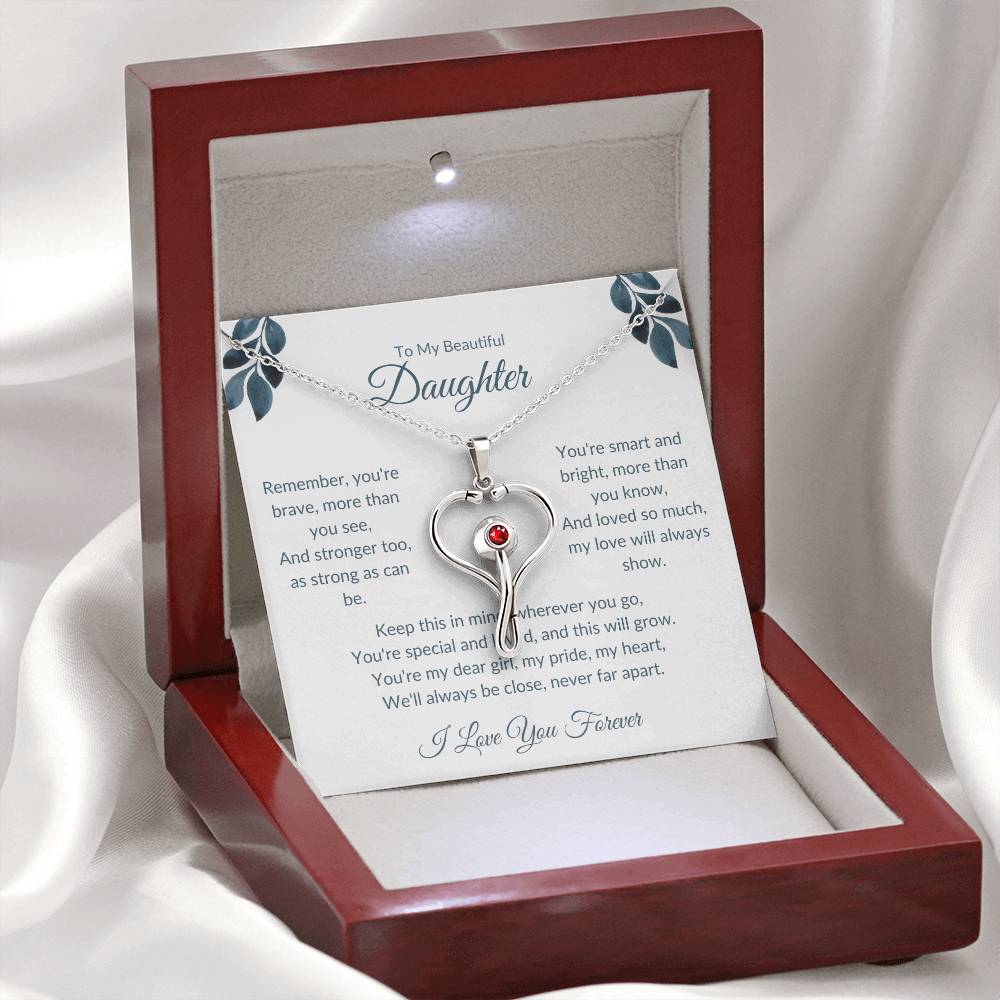 Stethoscope Necklace For Daughter - Leafy White