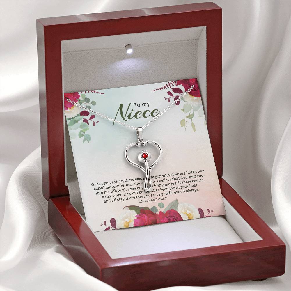Stethoscope Necklace For Niece - Red Flowers