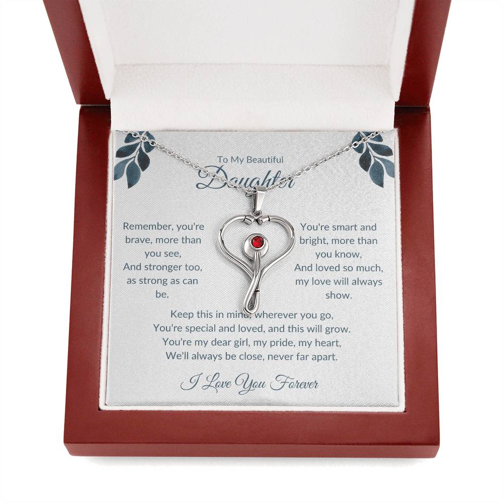 Stethoscope Necklace For Daughter - Leafy White