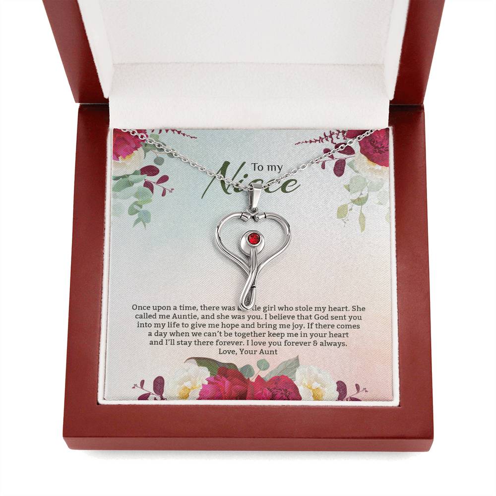Stethoscope Necklace For Niece - Red Flowers