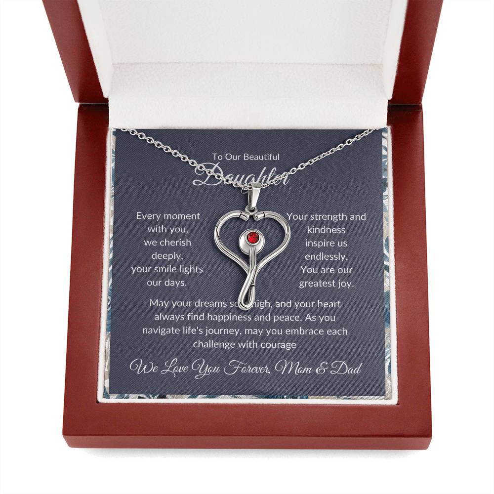 Stethoscope Necklace For Daughter - Black