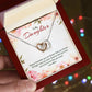 Interlocking Hearts Necklace For Daughter - Flowers Top and Bottom