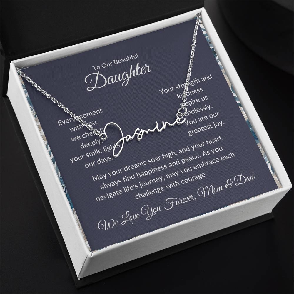 Signature Name Necklace For Daughter - Personalized - Black