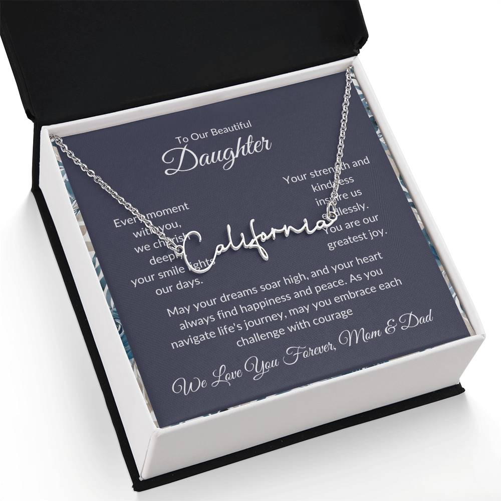Signature Name Necklace For Daughter - Personalized - Black