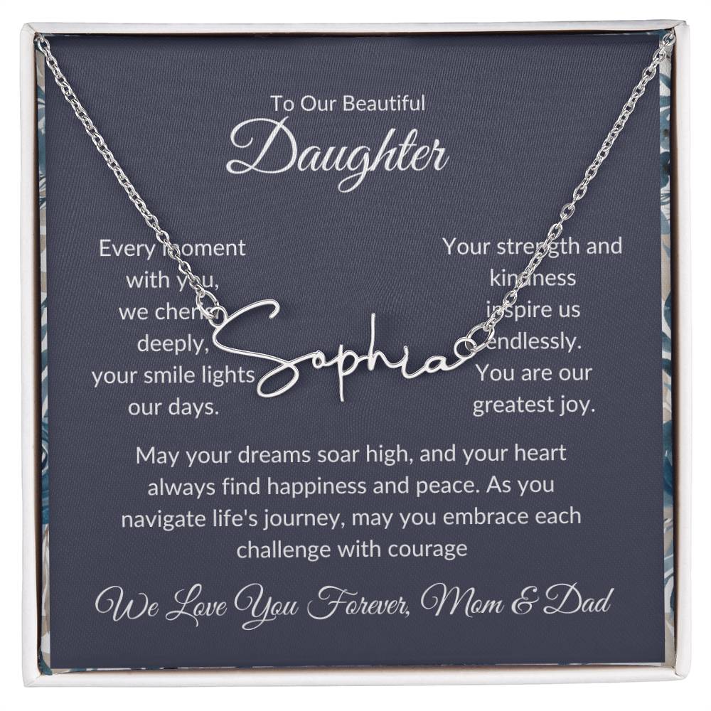 Signature Name Necklace For Daughter - Personalized - Black