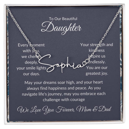 Signature Name Necklace For Daughter - Personalized - Black