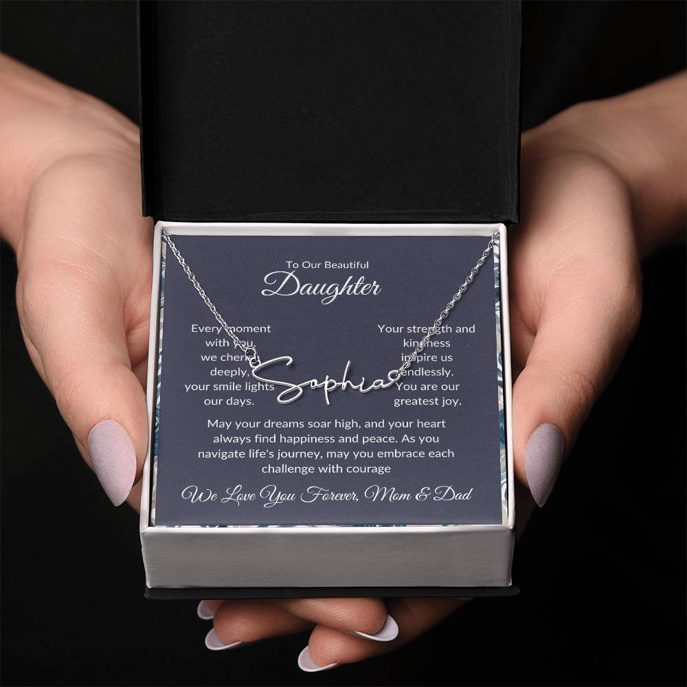 Signature Name Necklace For Daughter - Personalized - Black