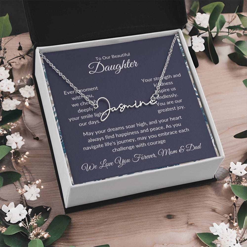 Signature Name Necklace For Daughter - Personalized - Black