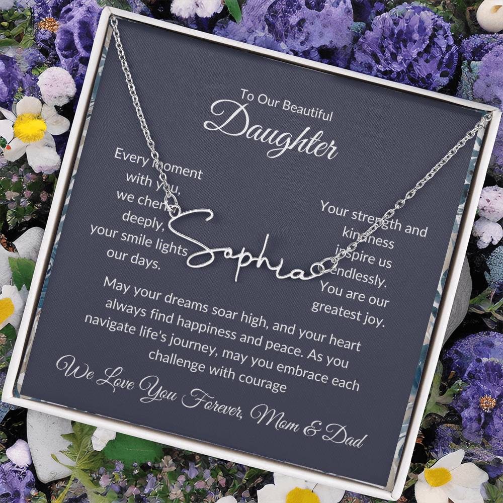 Signature Name Necklace For Daughter - Personalized - Black