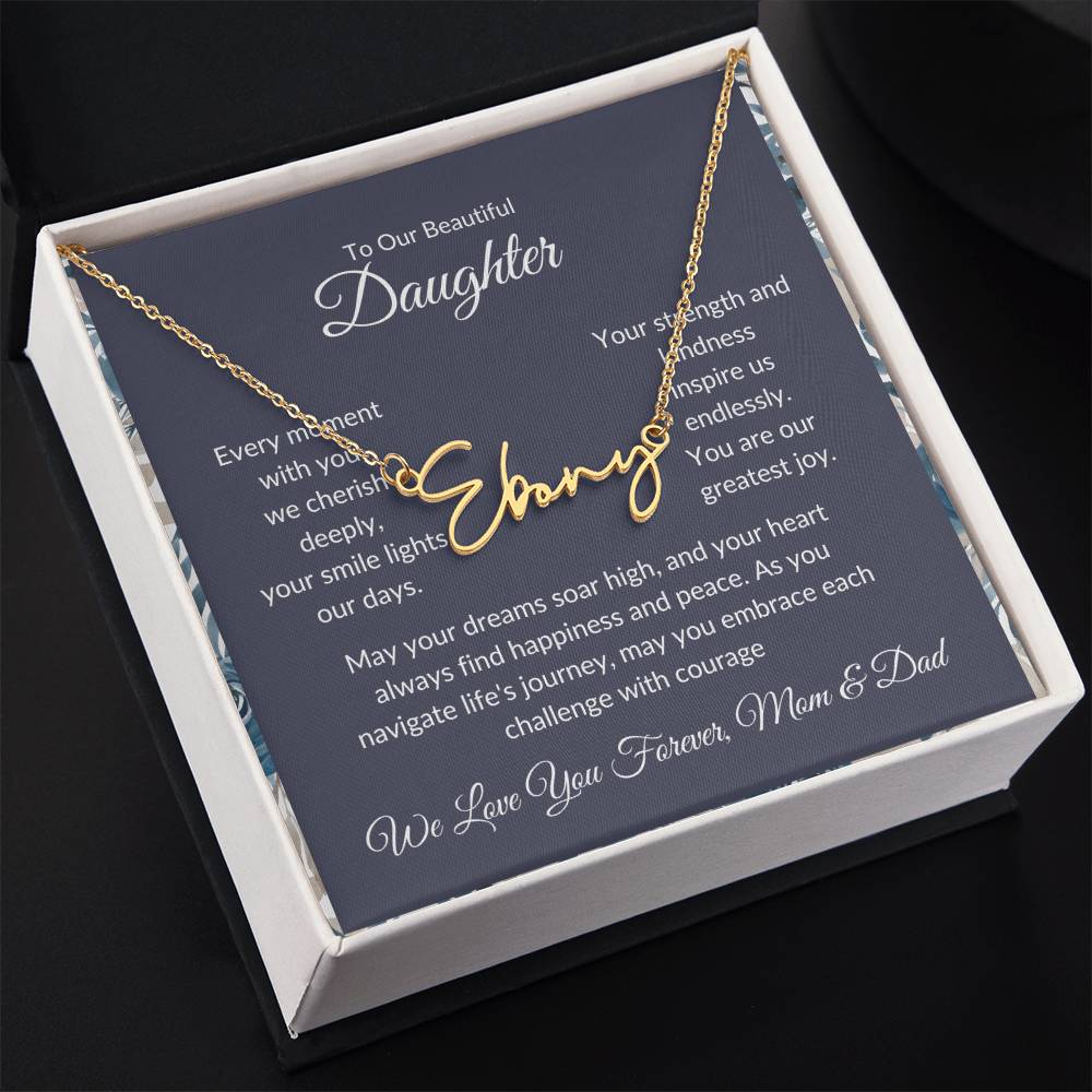 Signature Name Necklace For Daughter - Personalized - Black