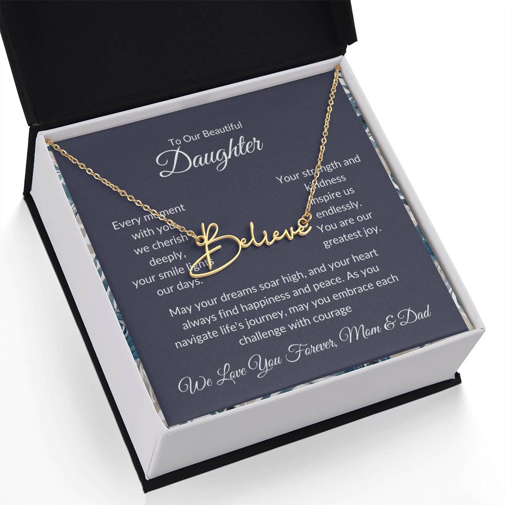 Signature Name Necklace For Daughter - Personalized - Black