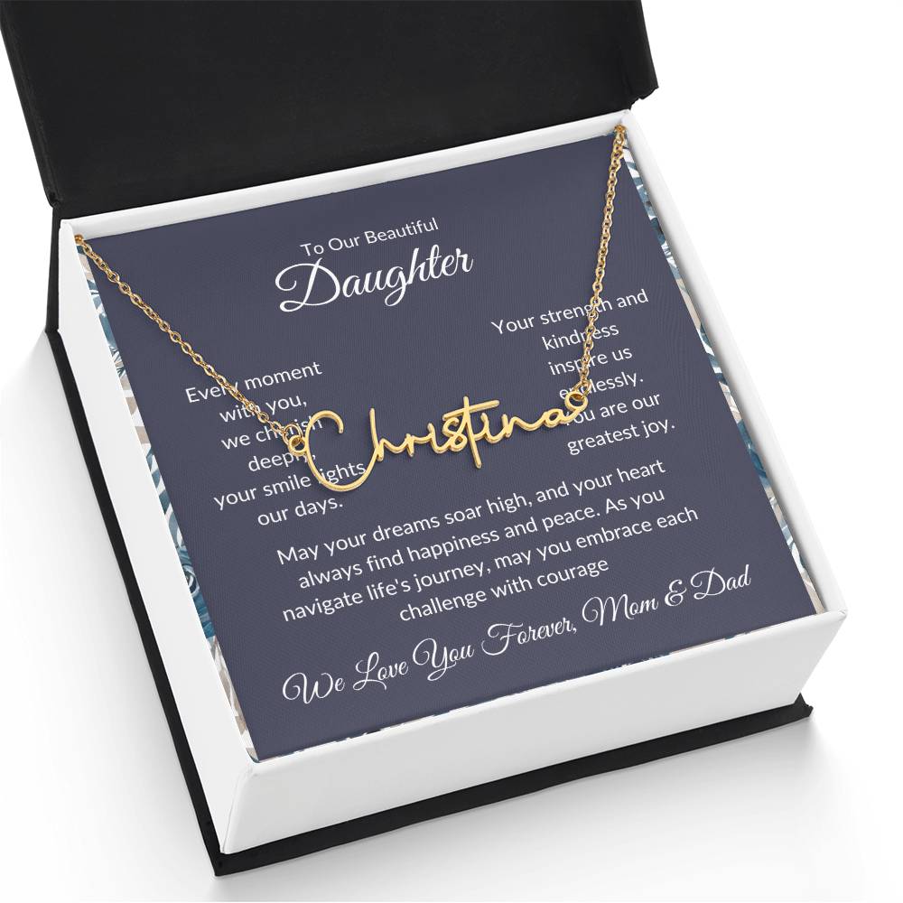 Signature Name Necklace For Daughter - Personalized - Black