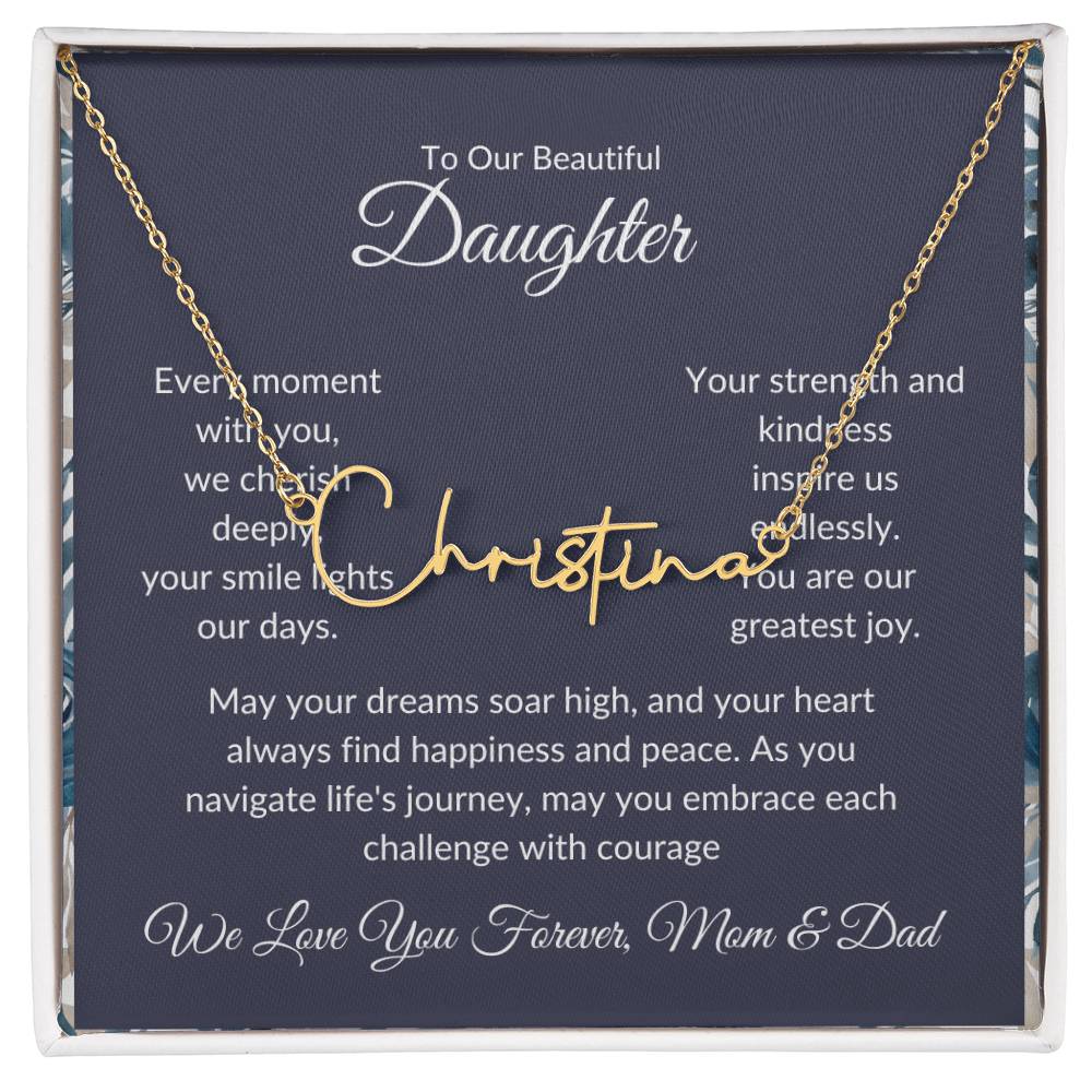 Signature Name Necklace For Daughter - Personalized - Black