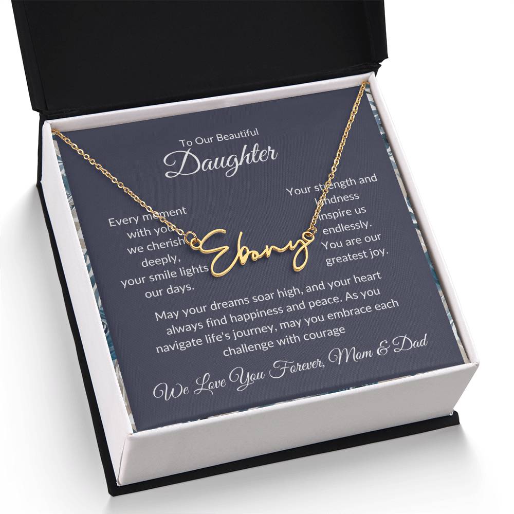 Signature Name Necklace For Daughter - Personalized - Black