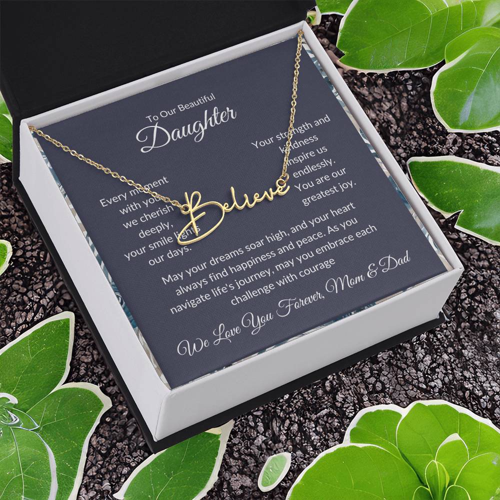 Signature Name Necklace For Daughter - Personalized - Black