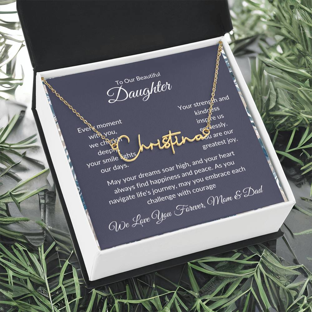 Signature Name Necklace For Daughter - Personalized - Black
