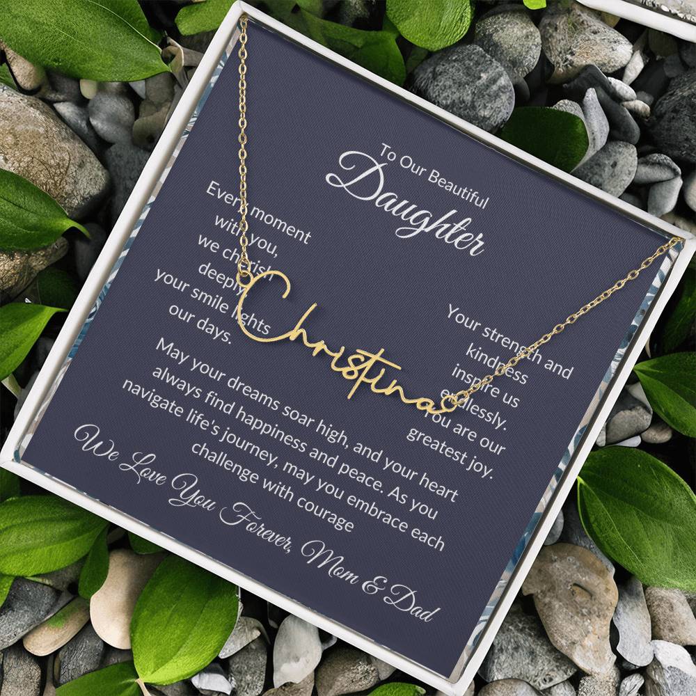 Signature Name Necklace For Daughter - Personalized - Black