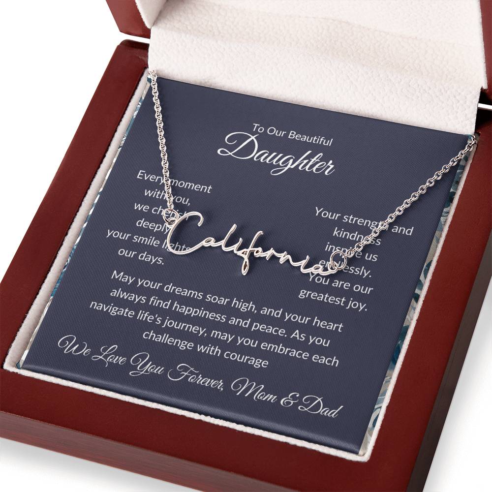 Signature Name Necklace For Daughter - Personalized - Black