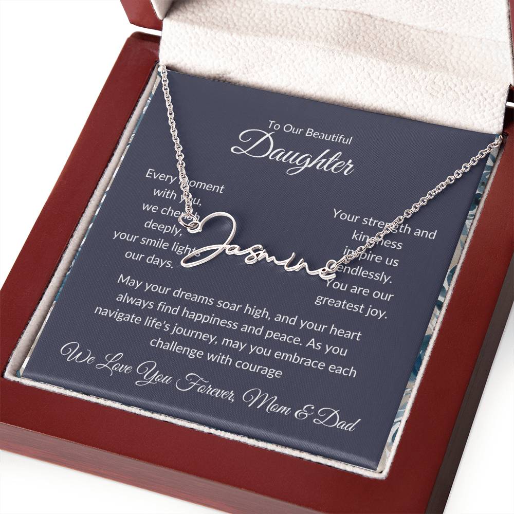 Signature Name Necklace For Daughter - Personalized - Black