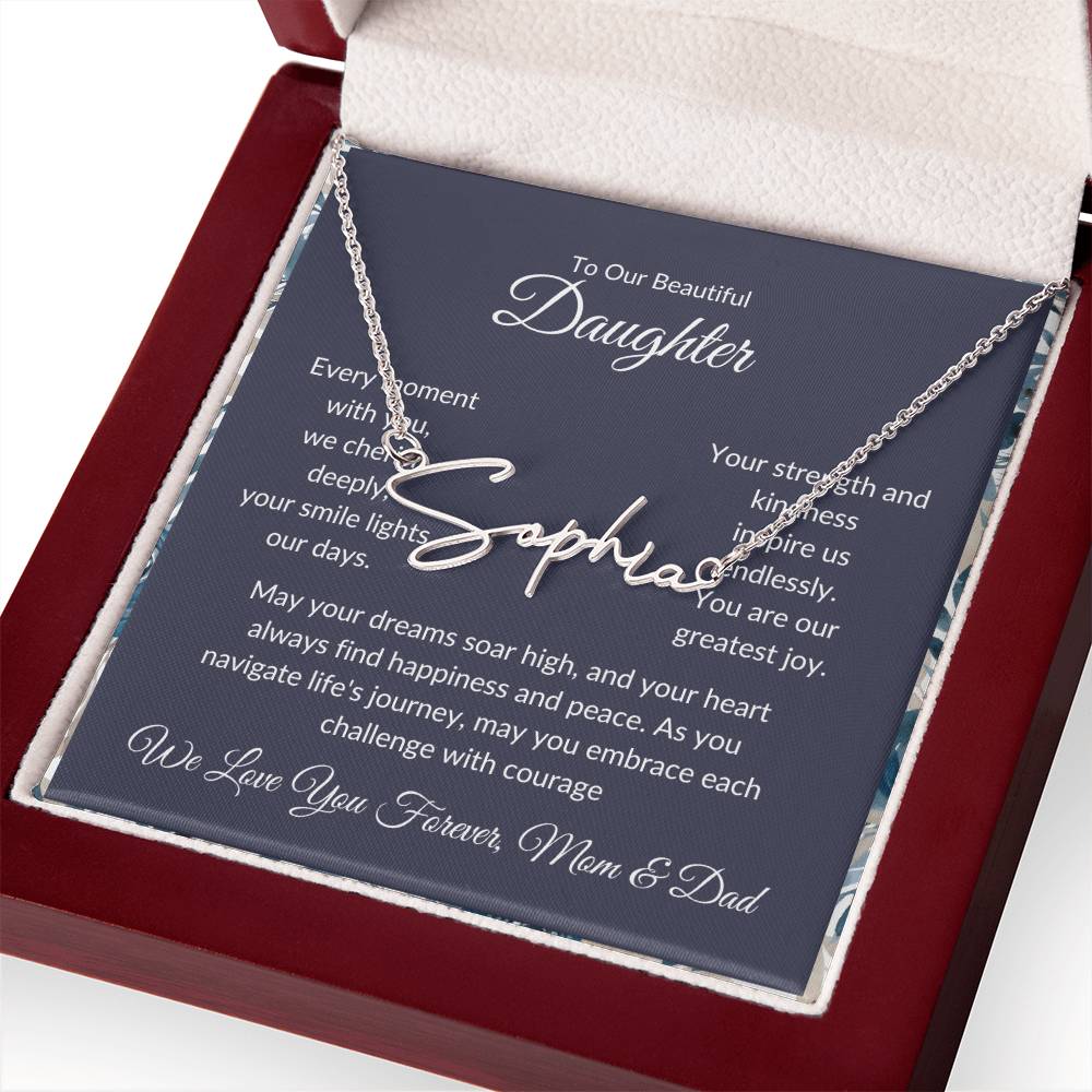 Signature Name Necklace For Daughter - Personalized - Black