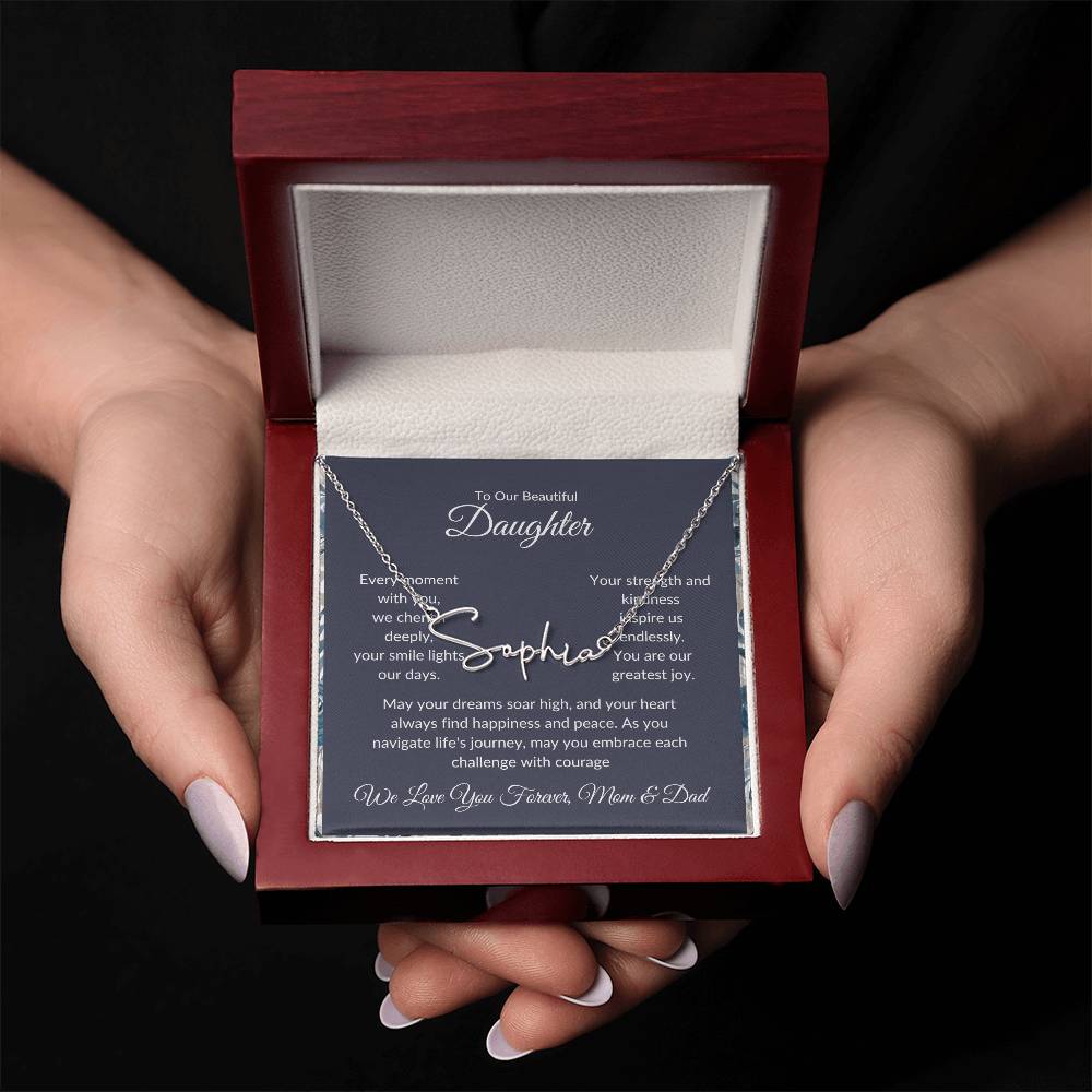 Signature Name Necklace For Daughter - Personalized - Black