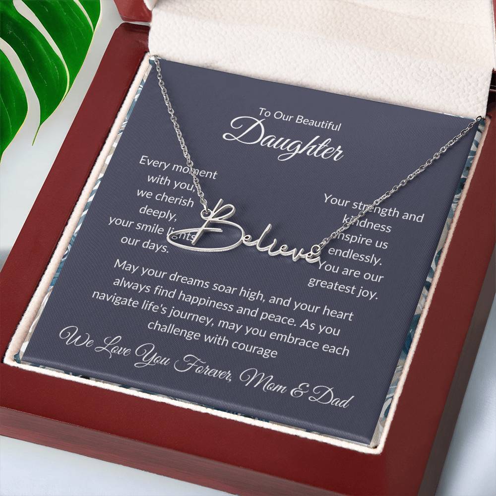 Signature Name Necklace For Daughter - Personalized - Black