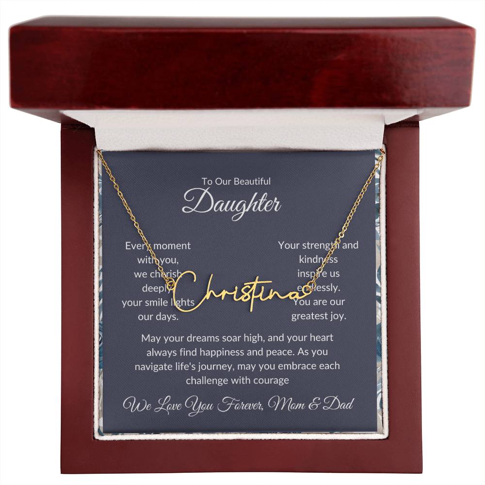 Signature Name Necklace For Daughter - Personalized - Black