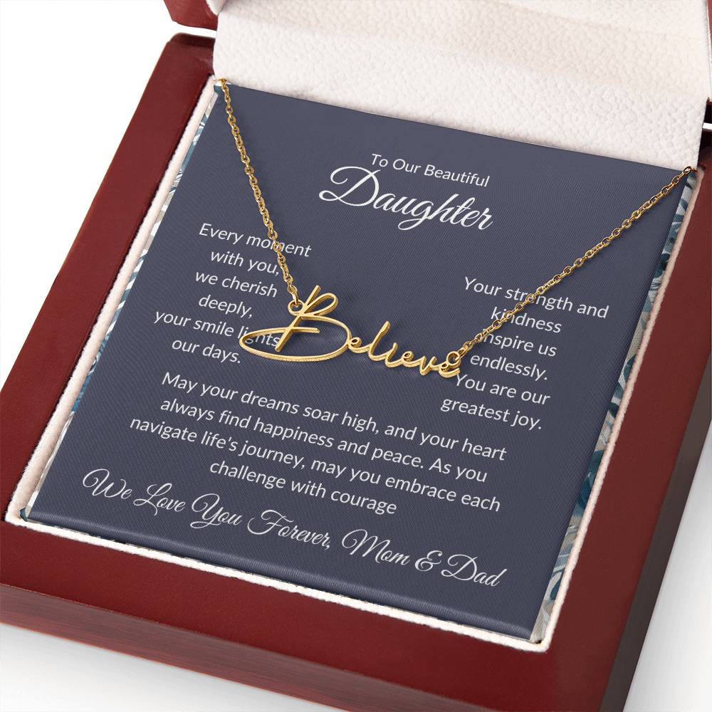 Signature Name Necklace For Daughter - Personalized - Black