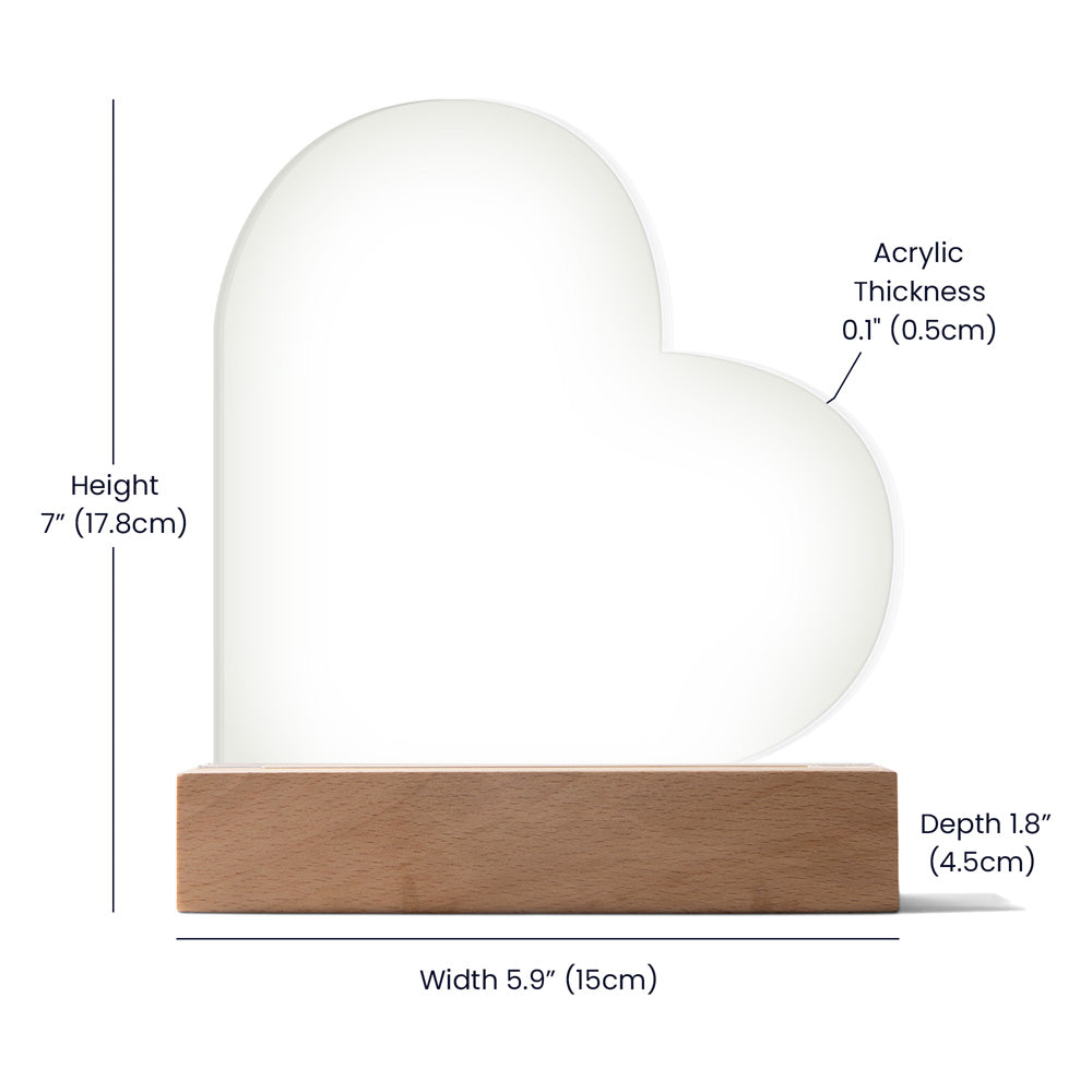 Acrylic Heart Plaque For Mother - Corner Floral on White