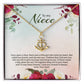 Anchor Pendant Necklace For Niece - Red Flowers