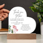 Acrylic Heart Plaque For Mother - Corner Floral on White